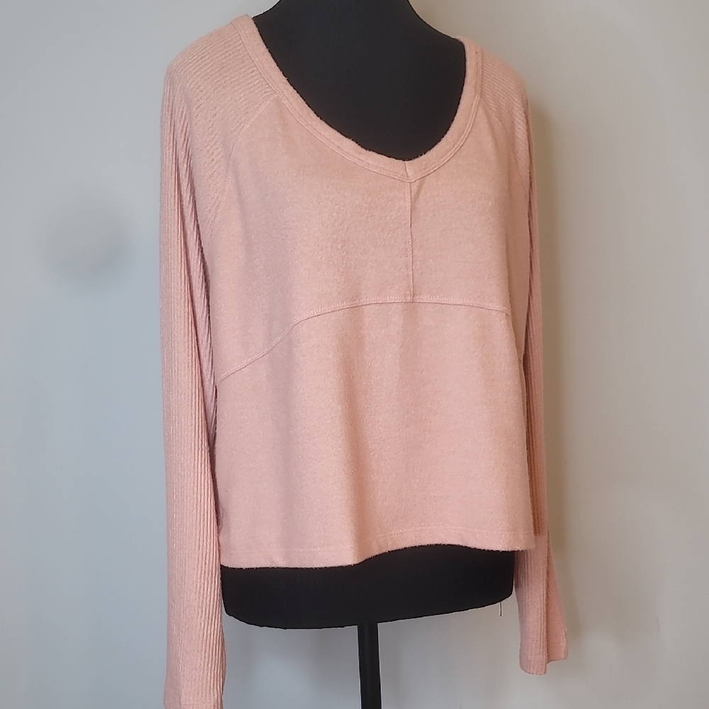 Lucky Brand Pink Boxy Relaxed Sweatshirt